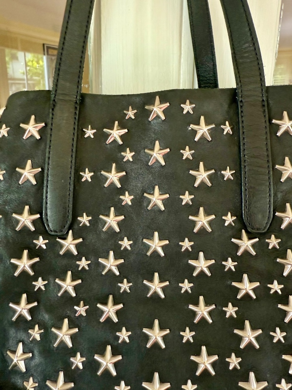 Jimmy Choo Sofia Star Studded Black Leather Tote Bag Purse EUC - Picture 3 of 12